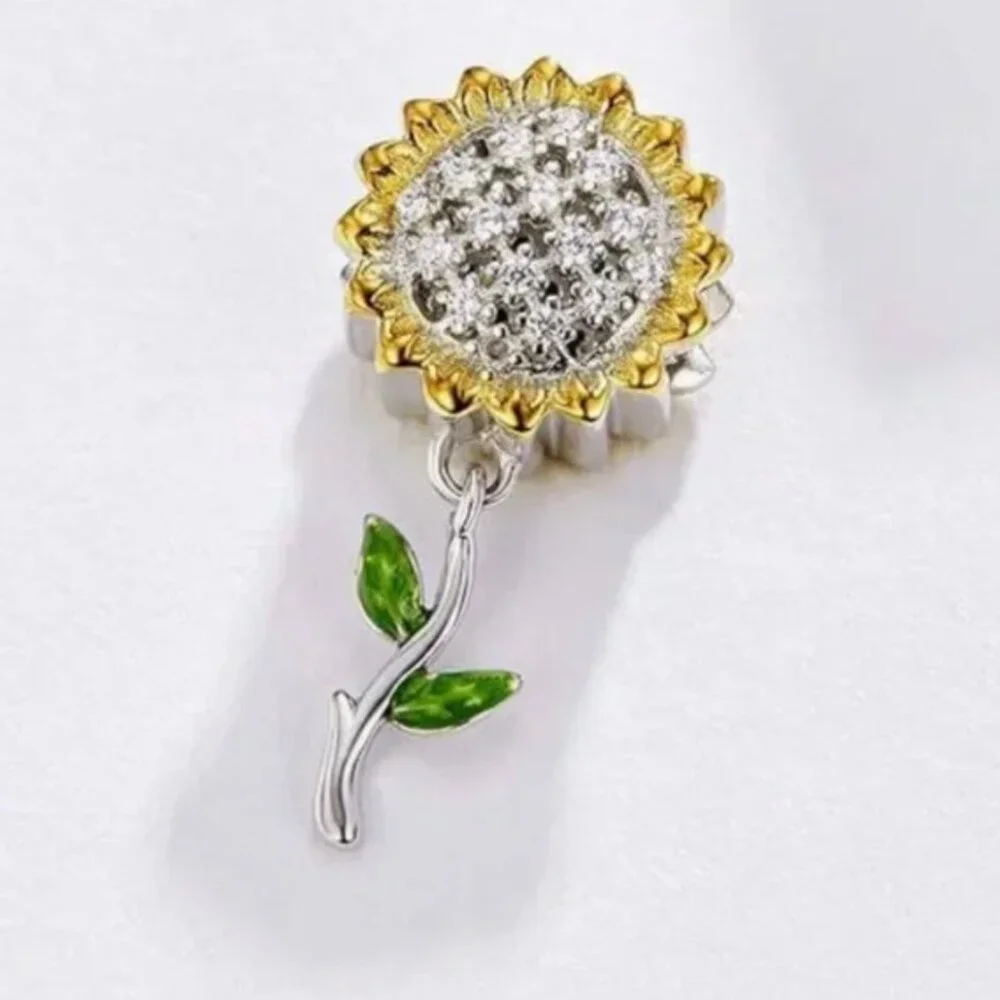 Sunflower 925S Charm Compatible with Pandora Bracelet